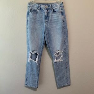 American Eagle Distressed Light Wash Mom Jeans